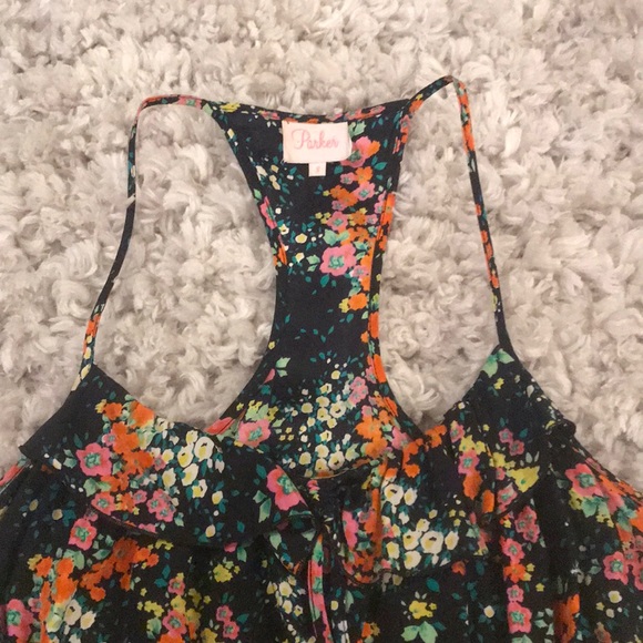 Small Parker silk dress - black with warm florals - Picture 2 of 5
